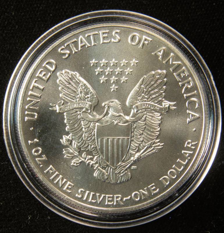 1991 AMERICAN SILVER EAGLE 1 TROY OZ. .999 FINE SILVER DOLLAR IN AIRTITE CAPSULE
