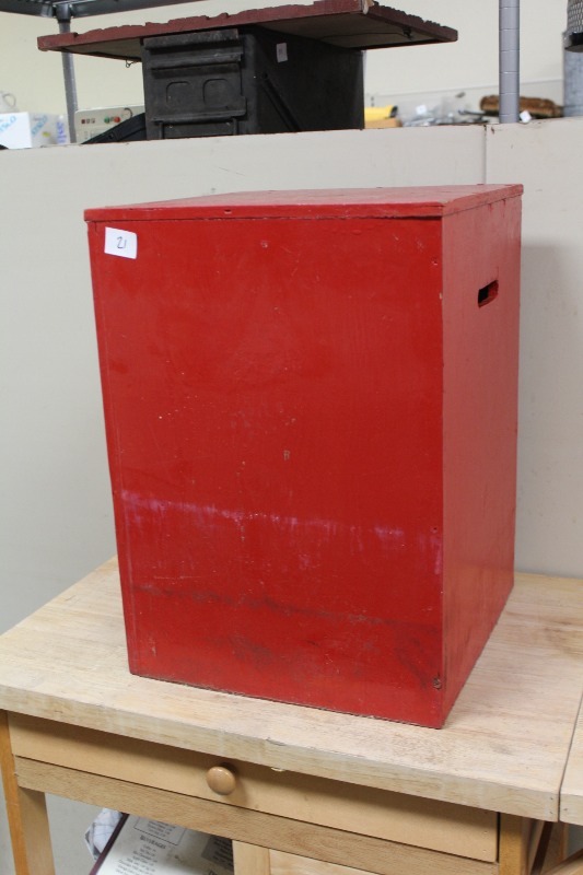 Red Painted Wood Stool  Box