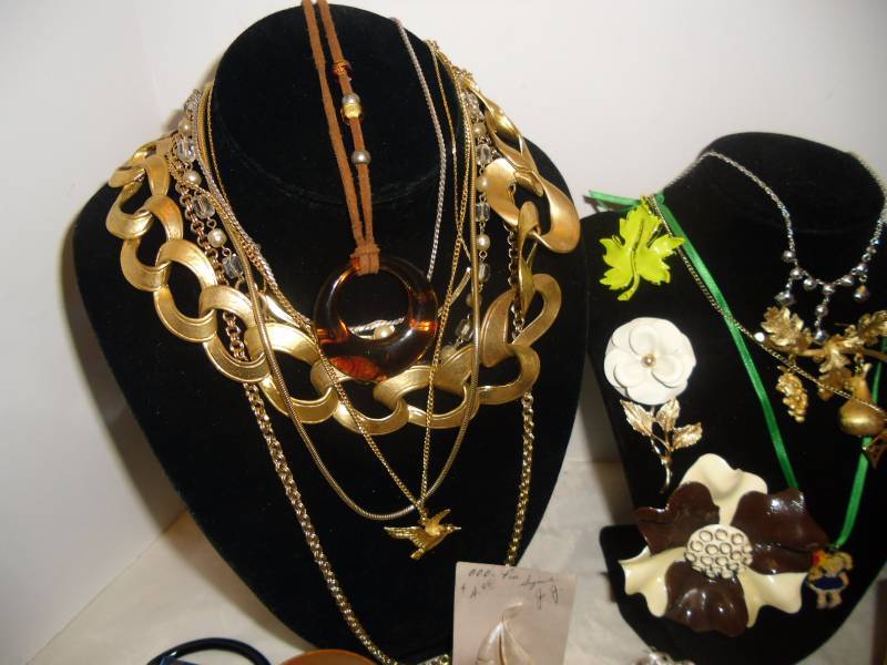 lot 5 image: Lot J-1  Vintage to Newer Costume Jewelry - Necklaces, Bracelets, Earrings, Pins, and Watch