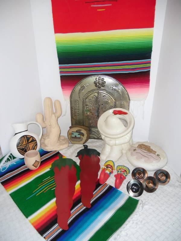lot 1 image: Lot SW-1 Southwestern Collection - Mirror, Pottery, Blankets