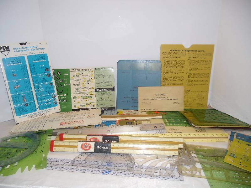 lot 38 image: RapiDesigns Templates Stencils Paper Calculators Brunnig Westcott Universal Rulers