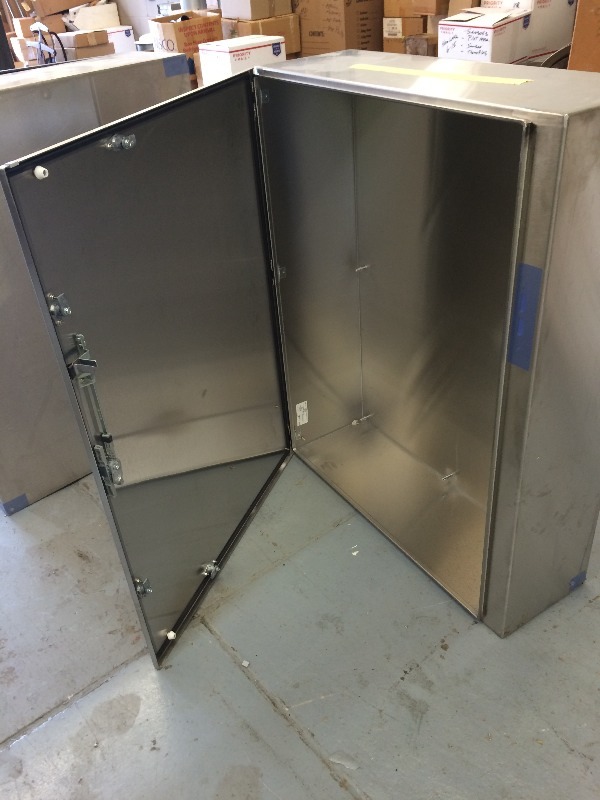 lot 21 image: Pentair Stainless Steel Water Proof Cabinets  38 W x 48 H x 13 Deep  New - Never Used