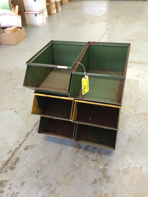 lot 29 image: Steel Storage Bins - lot of 6   16 deep x 12 wide x 9 high