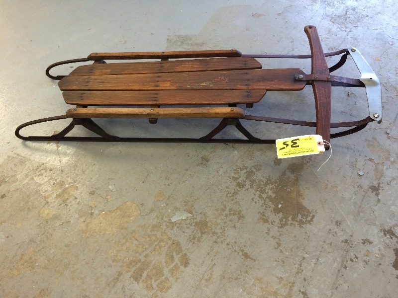 lot 35 image: Antique Flexible Flyer Sled   44 long x 13 wide