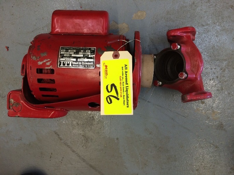 lot 56 image: B & G Circulating Pump Motor - Never Used  34 hp, 1725 rpm, 115230 volt