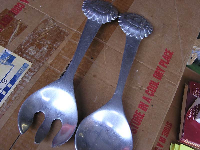 VINTAGE PEWTER SALAD TOOLS