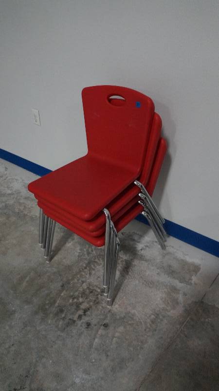 Lot of 4 Red Steel Framed Chairs