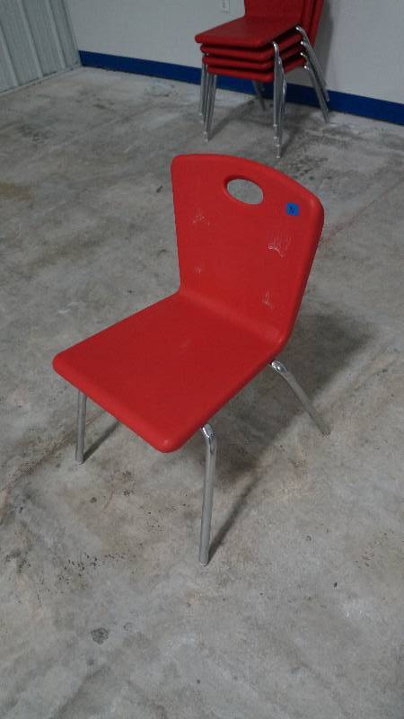 Lot of 4 Red Steel Framed Chairs