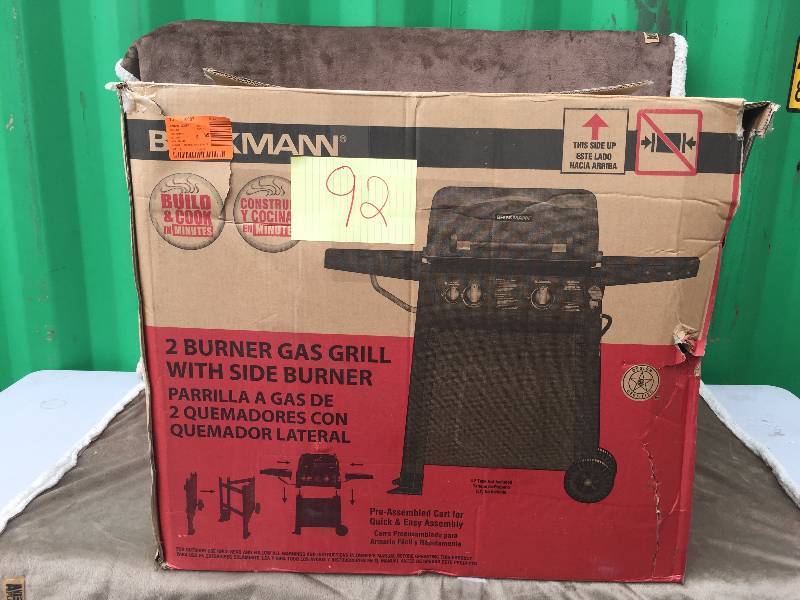 lot 92 image: Brinkmann 2 Burner Gas Grill with side burner