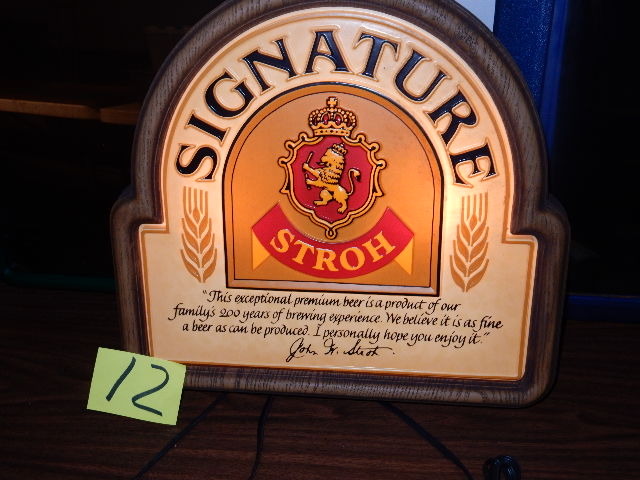 lot 12 image: STROH, Signature Lighted sign..