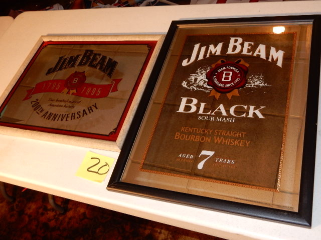 lot 20 image: 2 Jim  Beam Mirrored Signs