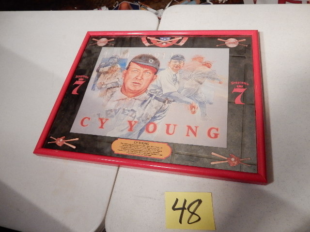 lot 48 image: Cy Young, Seagrams 7 Mirrored Beer Sign