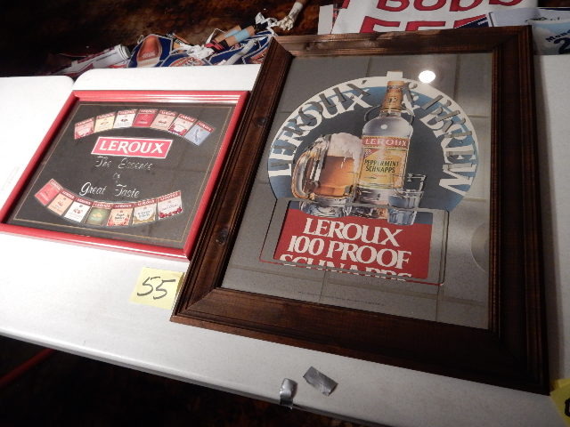 lot 55 image: 2 Leroux Schnaaps Mirrored Bar Signs