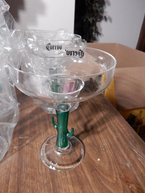 lot 91 image: 4 Cuervo Margarita Glasses(plastic) 6, JB ON THE ROCKS glasses (heavy plastic)
