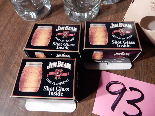 lot 93 image: Cutty Sark low Balls, Jim Beam Shot Glasses, Almaden and MUM snifters, CB beer glasses