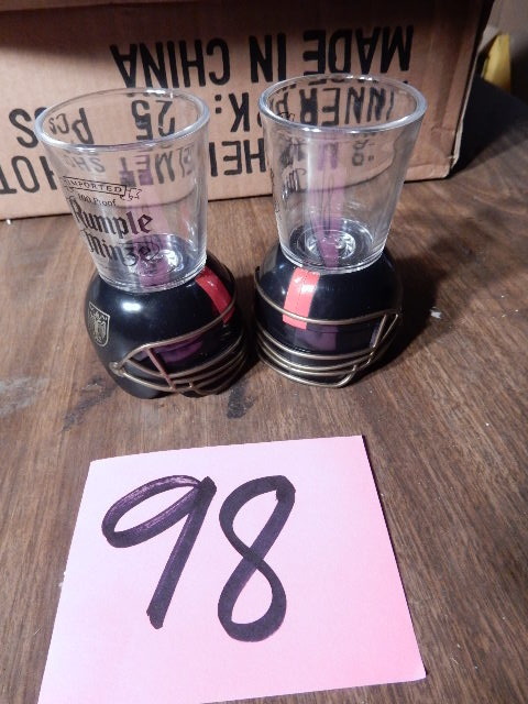 lot 98 image: 15, Rumple Minze Schnapps, Football Helmet Shot glasses