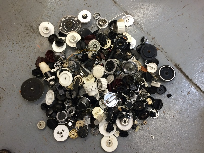 lot 57 image: Large Assortment of appliance, control & equipment knobs - looks like a personal collection of many different types and styles