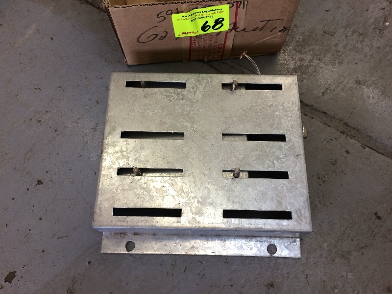 lot 68 image: Box lot of bearing, axial fan, blower bracket, stove cement, v-belt