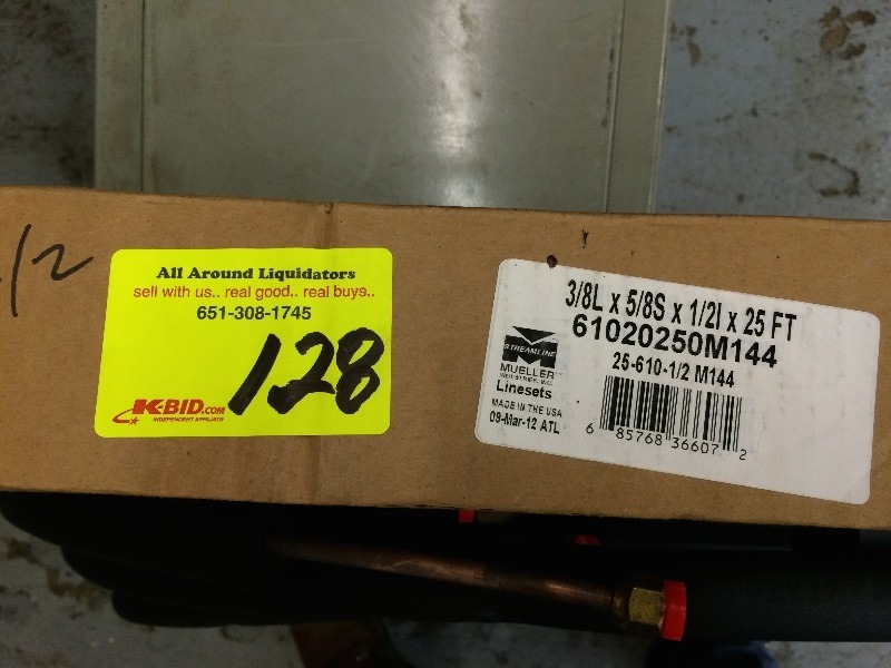 lot 128 image: AC 25 ft. Line set  new in the box (sealed)  38 liquid line  58 suction line