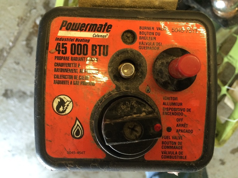 lot 137 image: Space Heater - LP Gas  45,000 btus - includes gas hose and fittings, spark ignitor and controller