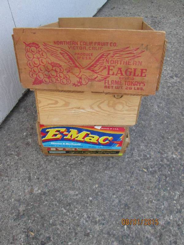 Lot of 3 vintage wooden fruit crate...
