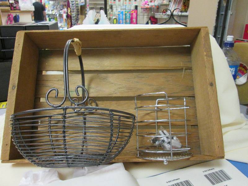 Baskets, Wooden, 2 Metal...