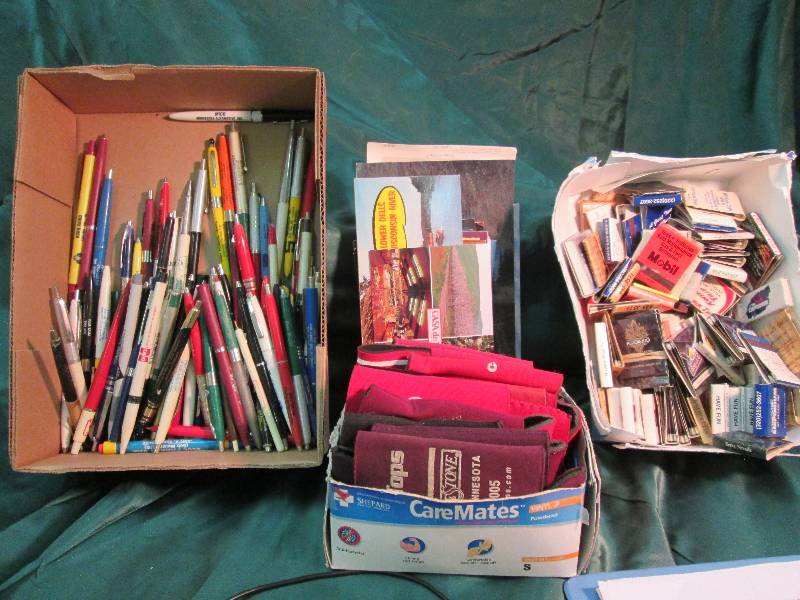 Vintage, Can Koozies, Pens, Matches...