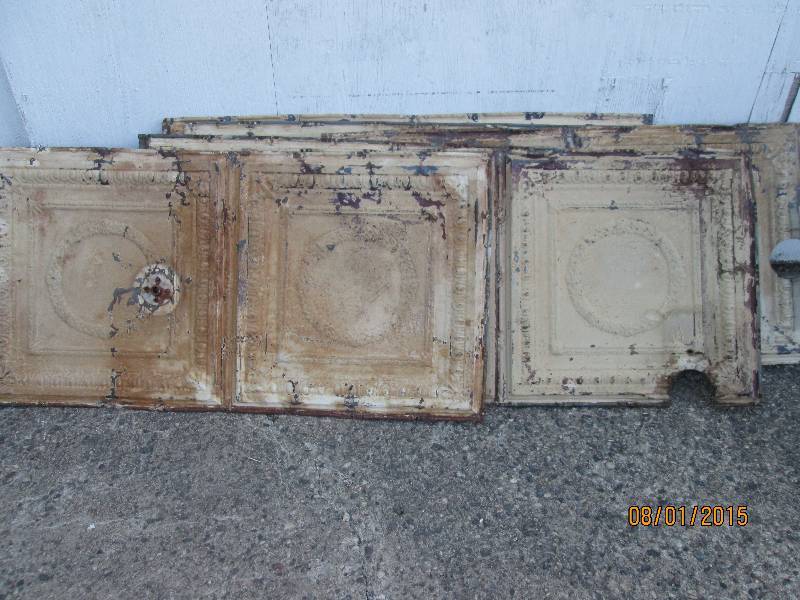 lot 43 image: 6 sheets of antique ceiling tin, me...