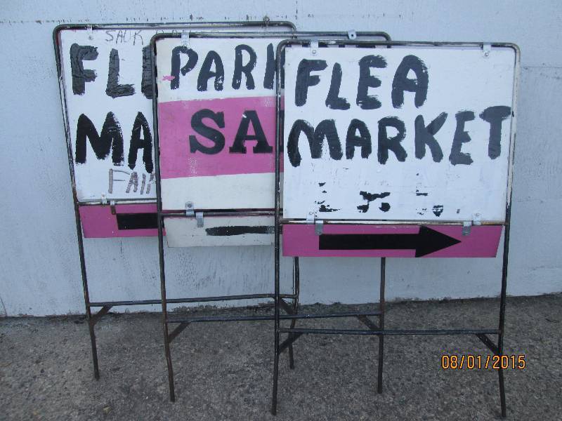 lot 54 image: 3 heavy thick metal pointer signs...