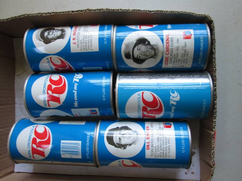 6 collectible RC Cola cans sports m...