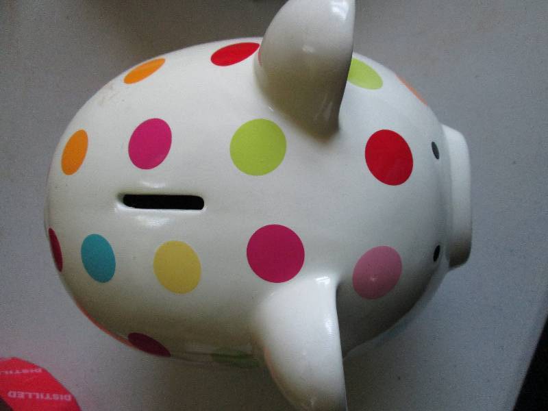 New polka dotted piggy bank...