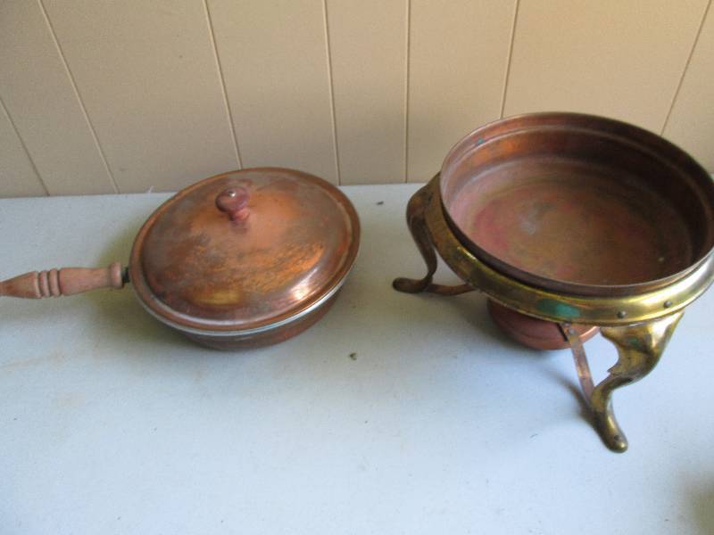 Old copper wok - It has a double pa...