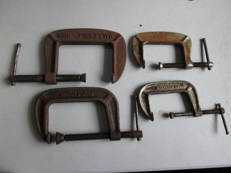 2 pairs of C clamps, 3 and 4 heav...