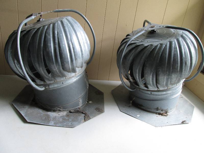 2 roof turbines, galvenized metal, ...