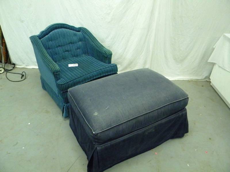 lot 221 image: Fabric Chair and Ottoman