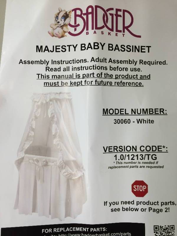 Badger Basket Majesty Baby Bassinet with Canopy, White
