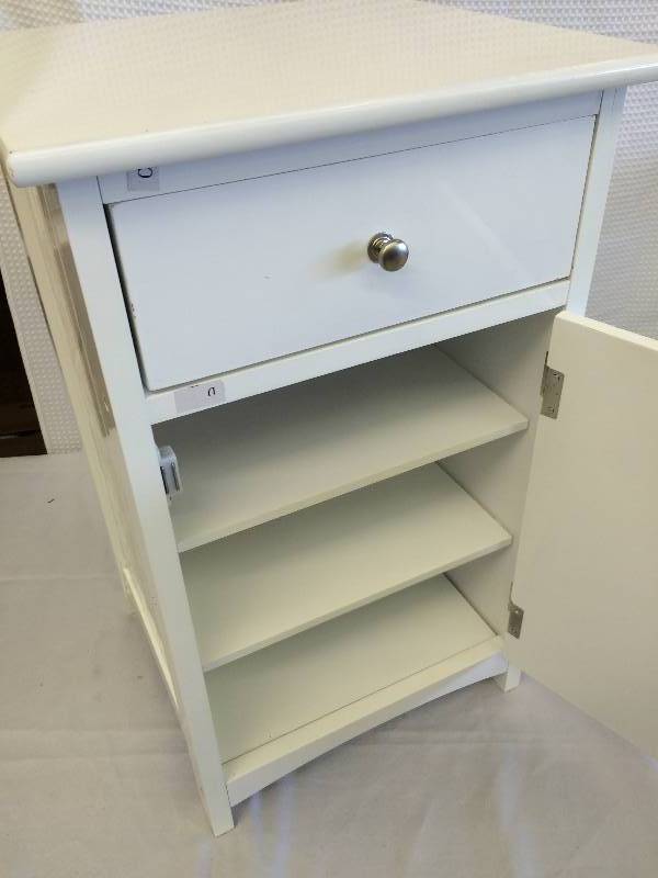 white end table style cabinet