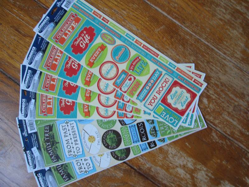 lot of 5 reminisce die cut stickers...