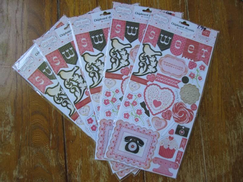 5 chipboard accents love story ...
