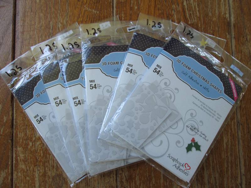 6 3D foam christmas shapes self ad...