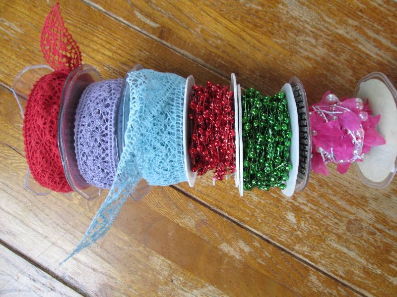 lot fo 6 used ribbon spools lace...