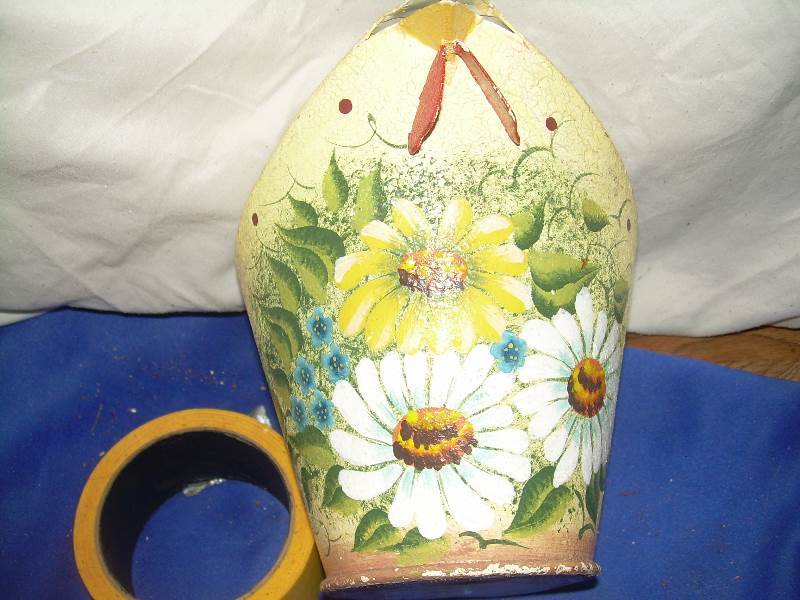 antique chicken flower pot