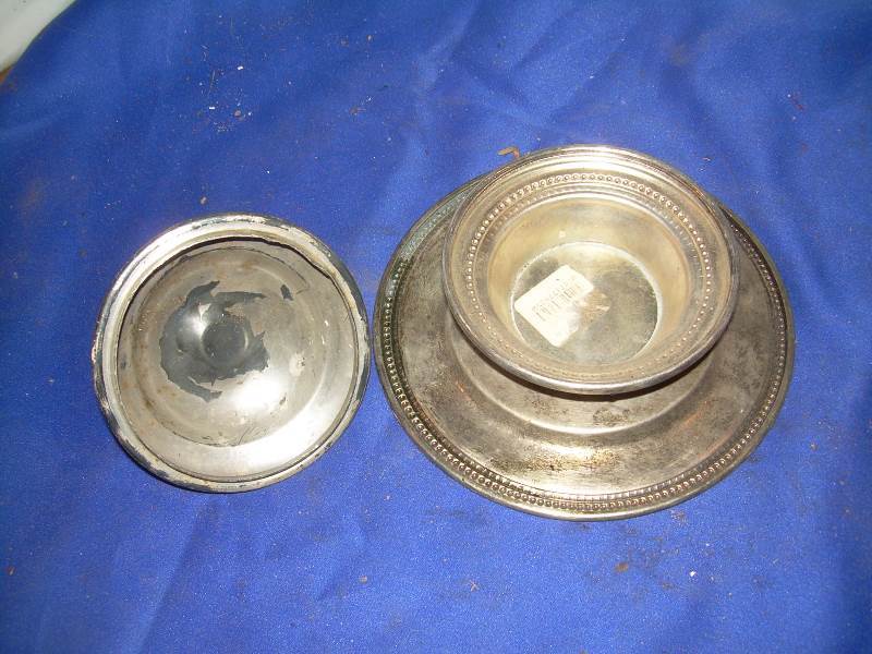 antique metal sugar bowl