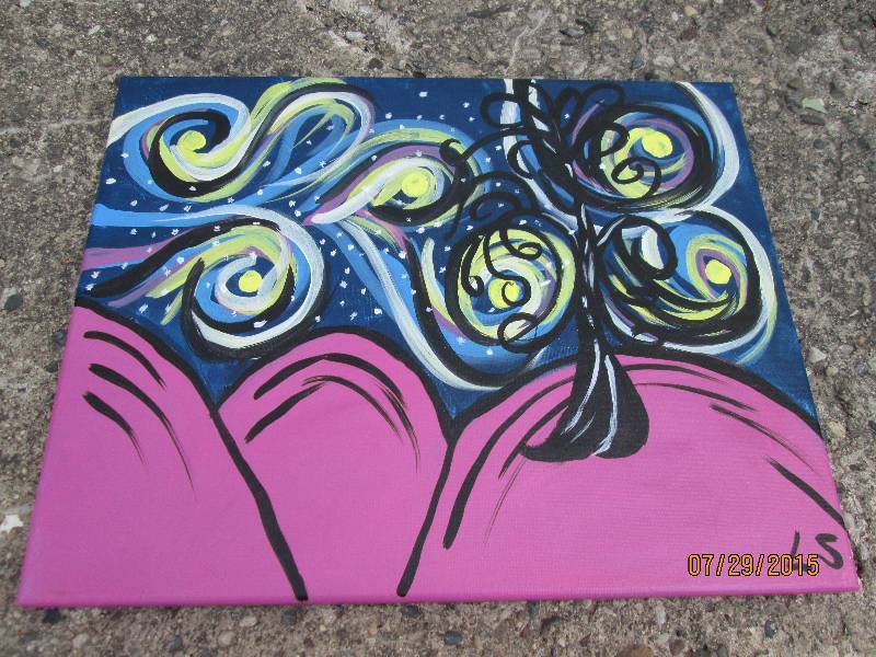 Funky print on canvas, 16 x 20...