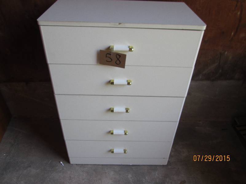 White dresser, 30 x 17 top, 43 ta...