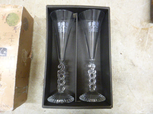 Pair of Millennium Crystal Ivories Champagne Glasses