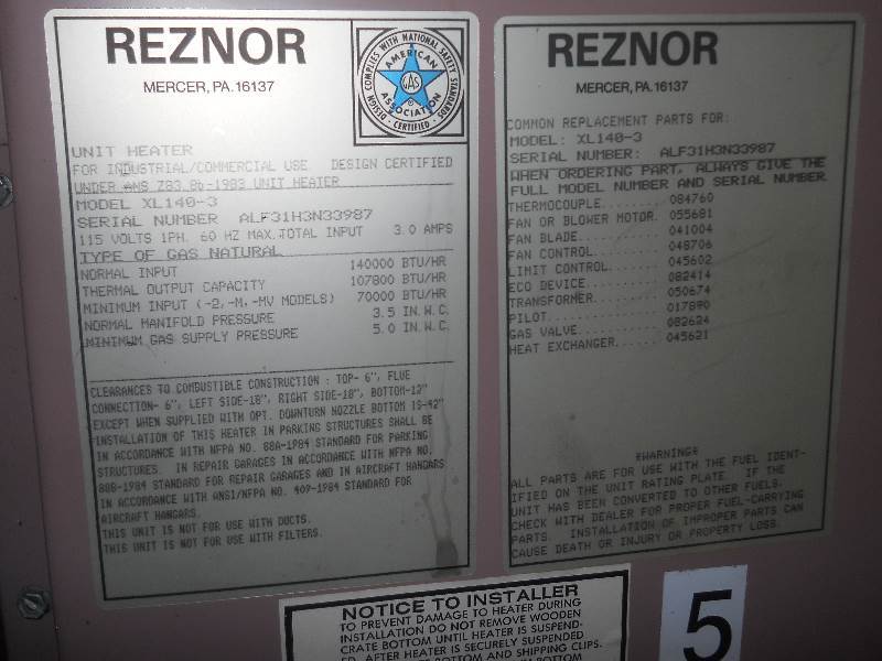 Reznor Unit Heater