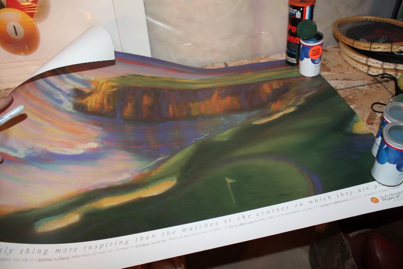 lot 100 image: Lot of (2 )Including Glass Jar of Golf Balls Scenic Print.
