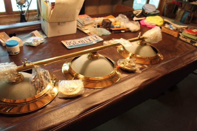 lot 128 image: Rail Lighting Fixture w3 Fixtures & Connecting Bar Lot Only Includes Light Fixture Glass & Metal 57 Width.