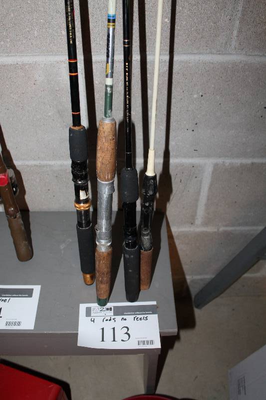 lot 113 image: Lot of (4) Fishing Rods Do Not Have Reels.